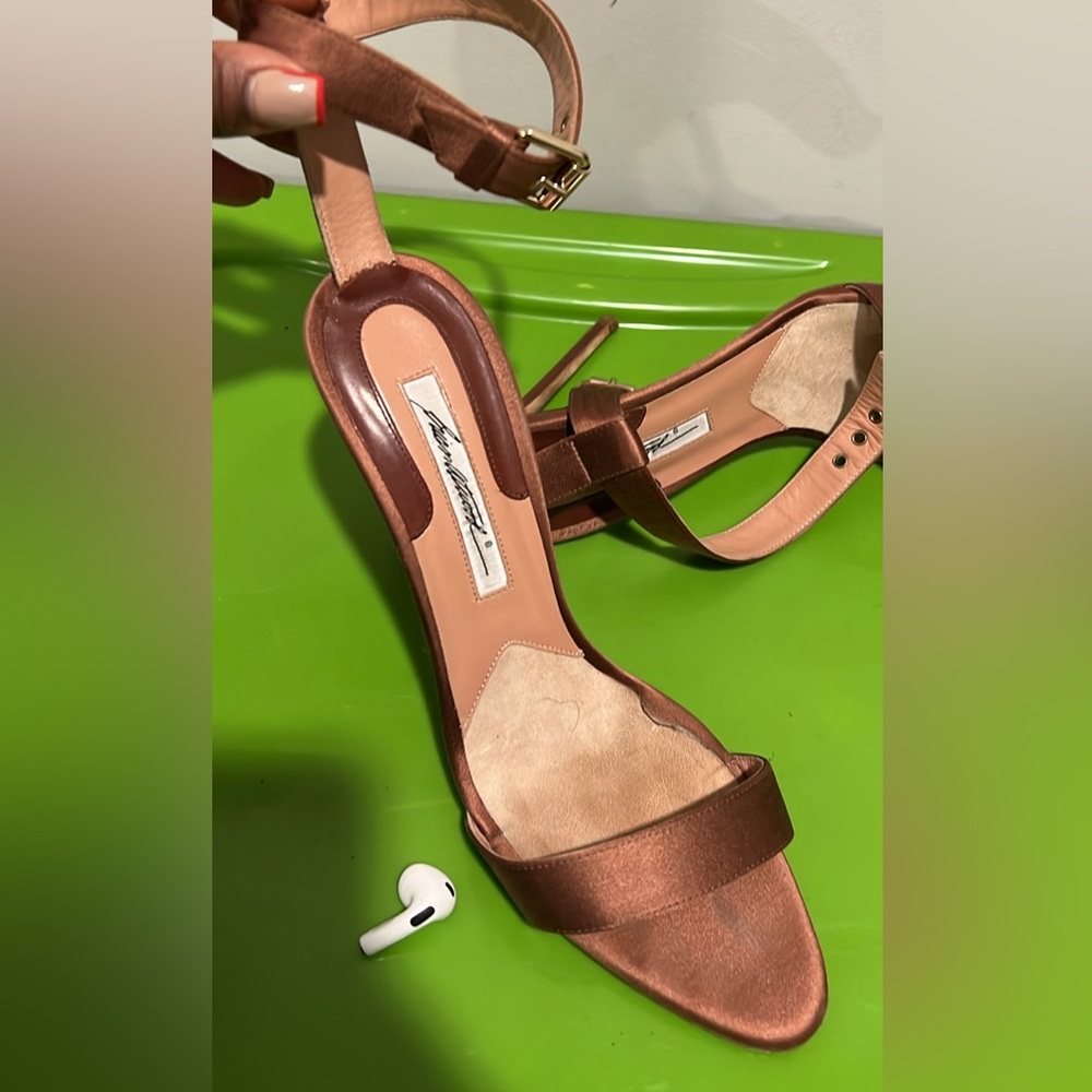 Brian Atwood Bronze sandal heels